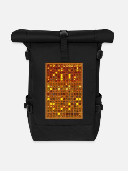 Vintage Muster - Rolltop Rucksack - Schwarz