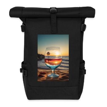Beach wine glass - Roll Top Backpack - black - Front