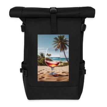 Beach wine glass - Roll Top Backpack - black - Front