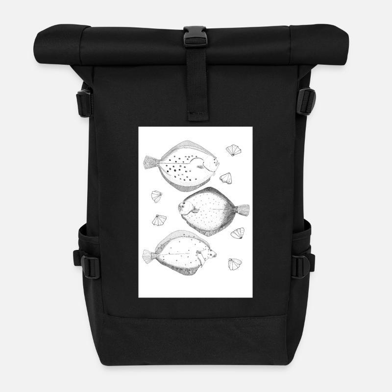 Affiche Poisson plat - Sac à dos roll top - noir