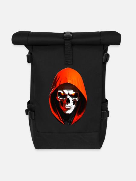 Totenkopf mit Kapuze - Rolltop Rucksack - Schwarz