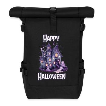 Halloween – Happy Halloween gruseliges Geisterhaus - Rolltop Rucksack - Schwarz - Vorne
