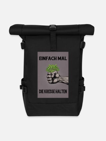 Einfach mal die Kresse halten - Rolltop Rucksack - Schwarz