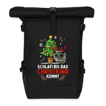 Schlaf Bis Das Christkind Kommt Hamster - Rolltop Rucksack - Schwarz - Vorne