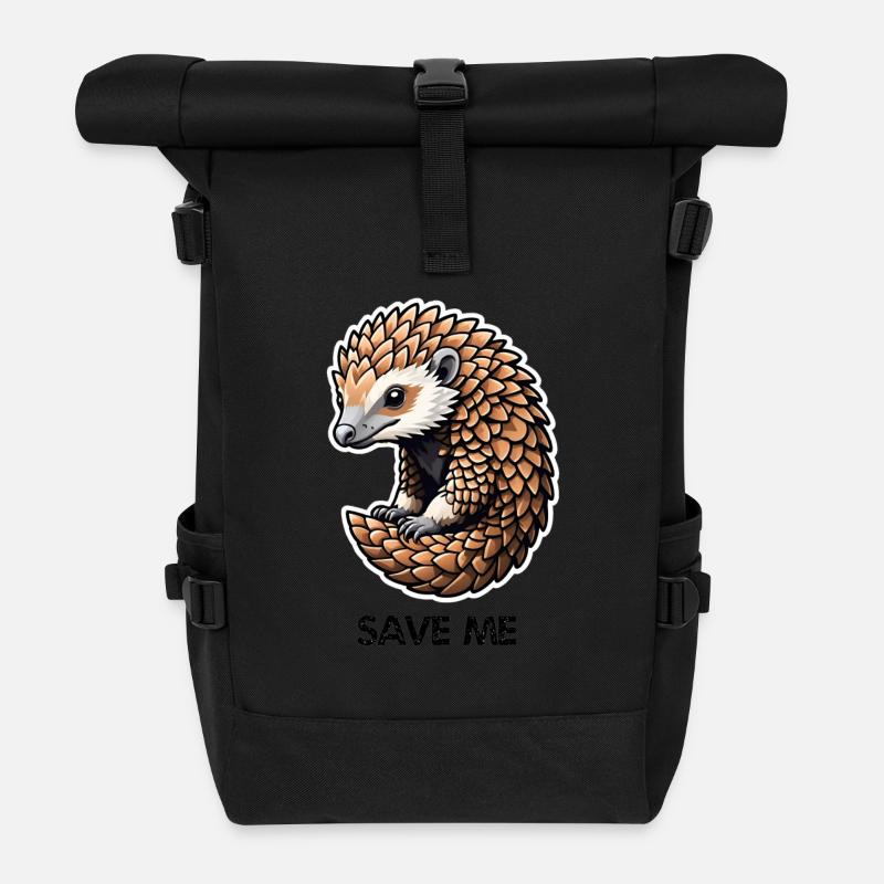 Save Pangolin - Rolltop Rucksack - Schwarz