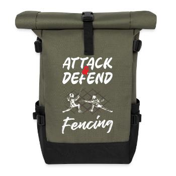 Attaquer et défendre l’escrime - Sac à dos roll top - olive/noir - Devant