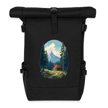 Cabane pixélisée dans les bois - Sac à dos roll top - noir - Devant
