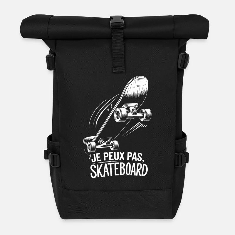 Je peux pas, skateboard - Sac à dos roll top - noir