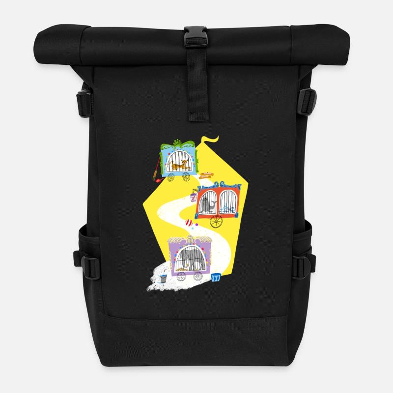 zoo Tier Zirkus - Rolltop Rucksack - Schwarz