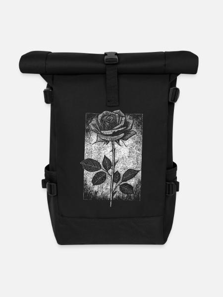 Rose im Gothic Style - Rolltop Rucksack - Schwarz