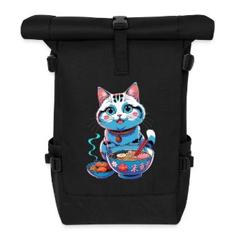 Kawaii Ramen Katze - Niedliche japanische Lebensmittelkunst - Rolltop Rucksack - Schwarz - Vorne