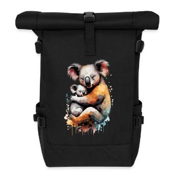 Aquarelle koala avec bébé - Sac à dos roll top - noir - Devant