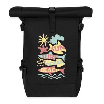 Surf, soleil, plage, mer et plaisir. - Sac à dos roll top - noir - Devant