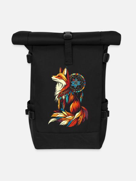 Fuchs Traumfänger - Rolltop Rucksack - Schwarz
