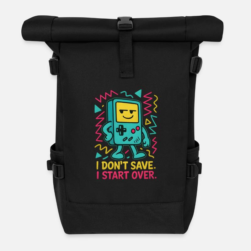 Retro Gamer – Start Over - Rolltop Rucksack - Schwarz