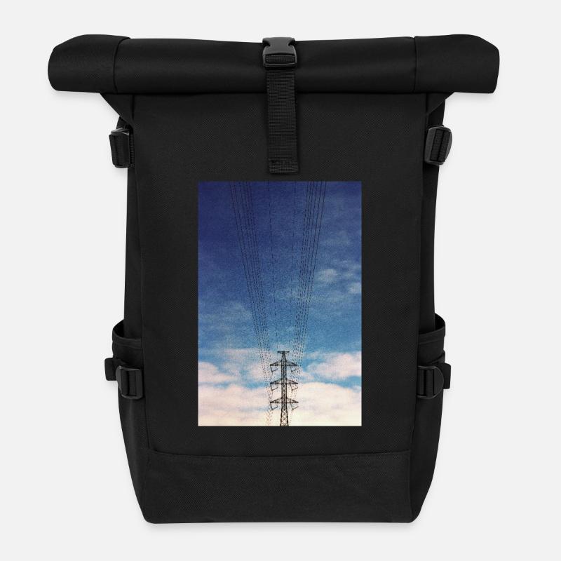 Stromleitungen - Rolltop Rucksack - Schwarz