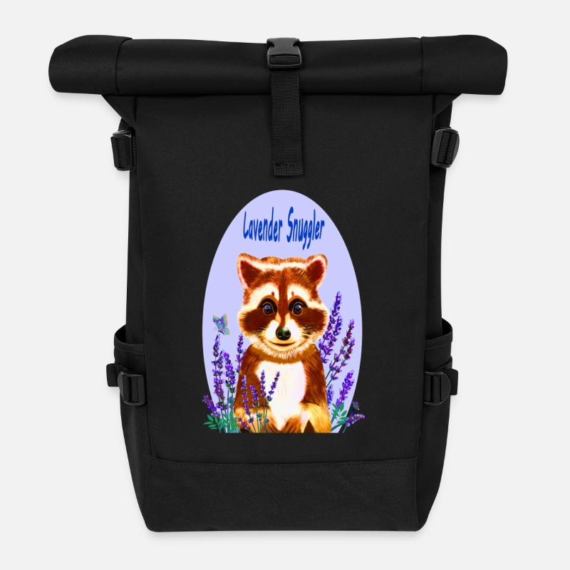 Waschbär-Liebhaber von Lavendel - Rolltop Rucksack - Schwarz