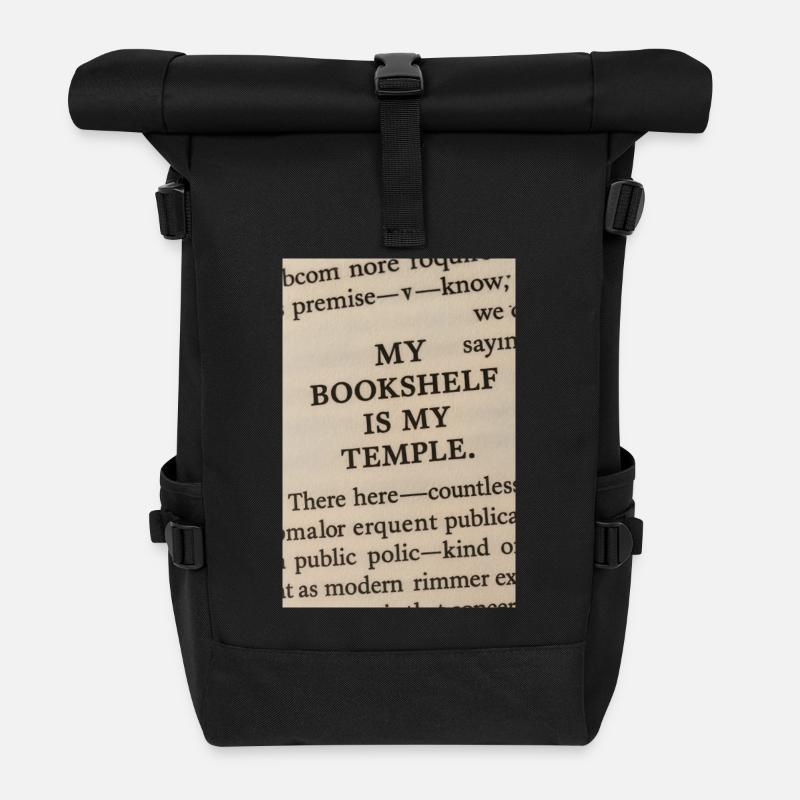 Ma bibliothèque est mon temple - Sac à dos roll top - noir