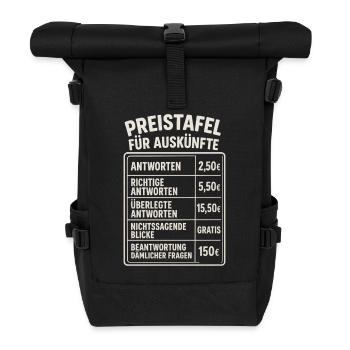 Witzige Sprüche Lustig Frech Dumme Frage - Rolltop Rucksack - Schwarz - Vorne