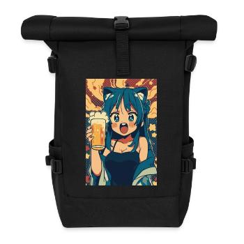 À votre santé! Fille d’anime avec de la bière - Sac à dos roll top - noir - Devant
