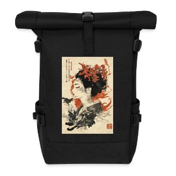 Florale Geisha-Tuschekunst - Rolltop Rucksack - Schwarz - Vorne