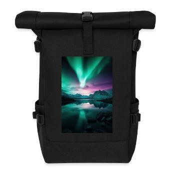 Polarlichter über arktischen Gipfeln - Rolltop Rucksack - Schwarz - Vorne