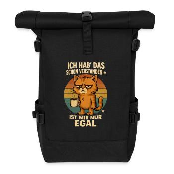 Drôle de chat de bureau avec tasse à café - Sac à dos roll top - noir - Devant