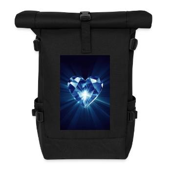 Coeur de diamant brillant - Sac à dos roll top - noir - Devant