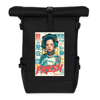 Urbane frische Vibes - Rolltop Rucksack - Schwarz - Vorne