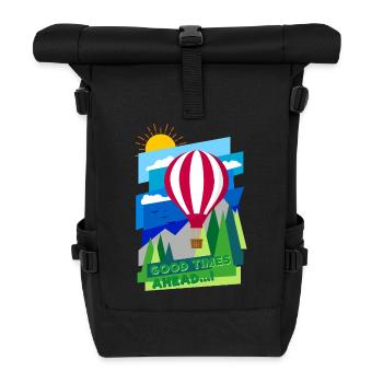 Good Times (Ballon, Landschaft) - Rolltop Rucksack - Schwarz - Vorne