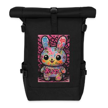 Graffiti Kawaii Bunny Pop - Rolltop Rucksack - Schwarz - Vorne