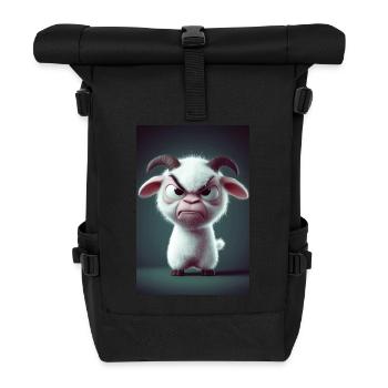 Mürrischer Cartoon-Ziegenstarrer - Rolltop Rucksack - Schwarz - Vorne