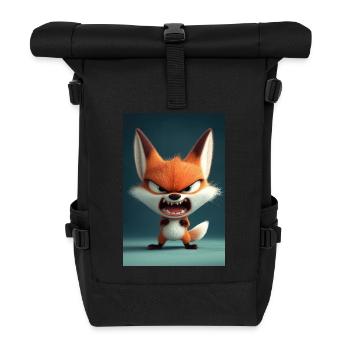 Furious Cartoon Fox Tantrum - Roll Top Backpack - black - Front
