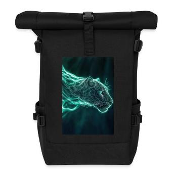 Neonfarbene Jaguar-Geistform - Rolltop Rucksack - Schwarz - Vorne
