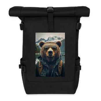 Cool Hiking Bear Explorer - Roll Top Backpack - black - Front