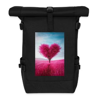 Herzförmiger Baum der Liebe - Rolltop Rucksack - Schwarz - Vorne
