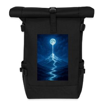 Mondschein Fluss aus der Luft - Rolltop Rucksack - Schwarz - Vorne