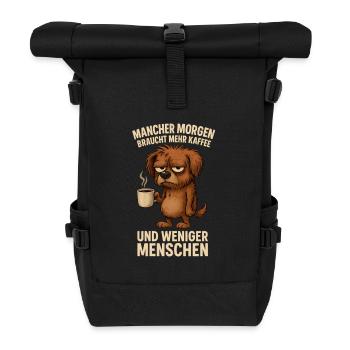 Mehr Kaffee, weniger Menschen Hund - Rolltop Rucksack - Schwarz - Vorne