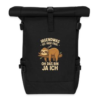 Sloth Office Saying Lazy - Roll Top Backpack - black - Front