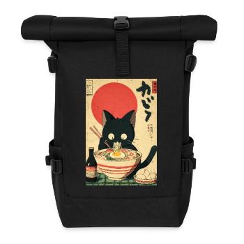 Ramen Cat Retro Poster - Roll Top Backpack - black - Front