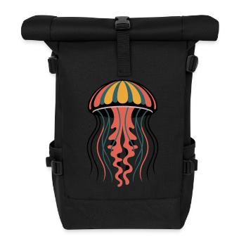 Colorful Retro Jellyfish Graphic - Roll Top Backpack - black - Front