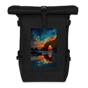 Moonlit Arch Over Ocean - Roll Top Backpack - black - Front
