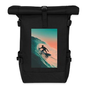 Sunset Wave Surfing - Roll Top Backpack - black - Front