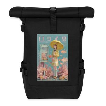 Mädchen Mit Regenschirm Im Surrealen Ozean - Rolltop Rucksack - Schwarz - Vorne