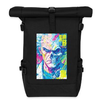 Half Human Half Skull Pop Art - Roll Top Backpack - black - Front