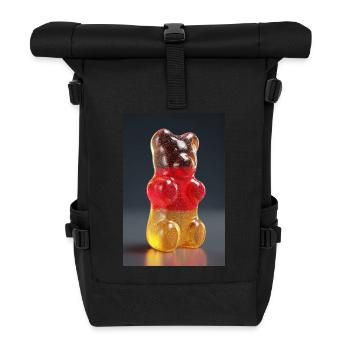 Transparentes deutsches Gummibärchen - Rolltop Rucksack - Schwarz - Vorne