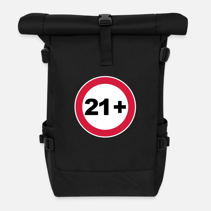 21st birthday 21+ - Roll Top Backpack - black