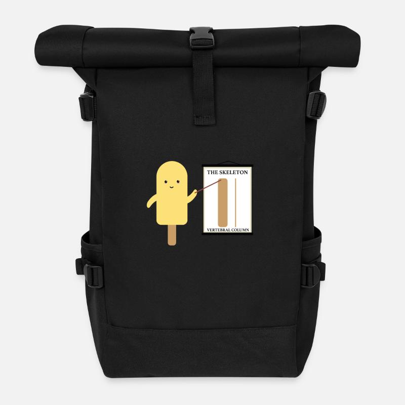 Humour de squelette de colonne vertébrale - Sac à dos roll top - noir