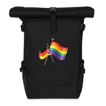 Regenbogen Deutschland Flagge - Rolltop Rucksack - Schwarz - Vorne