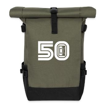 50 Retro Musik 50er - Rolltop Rucksack - Olive/Schwarz - Vorne